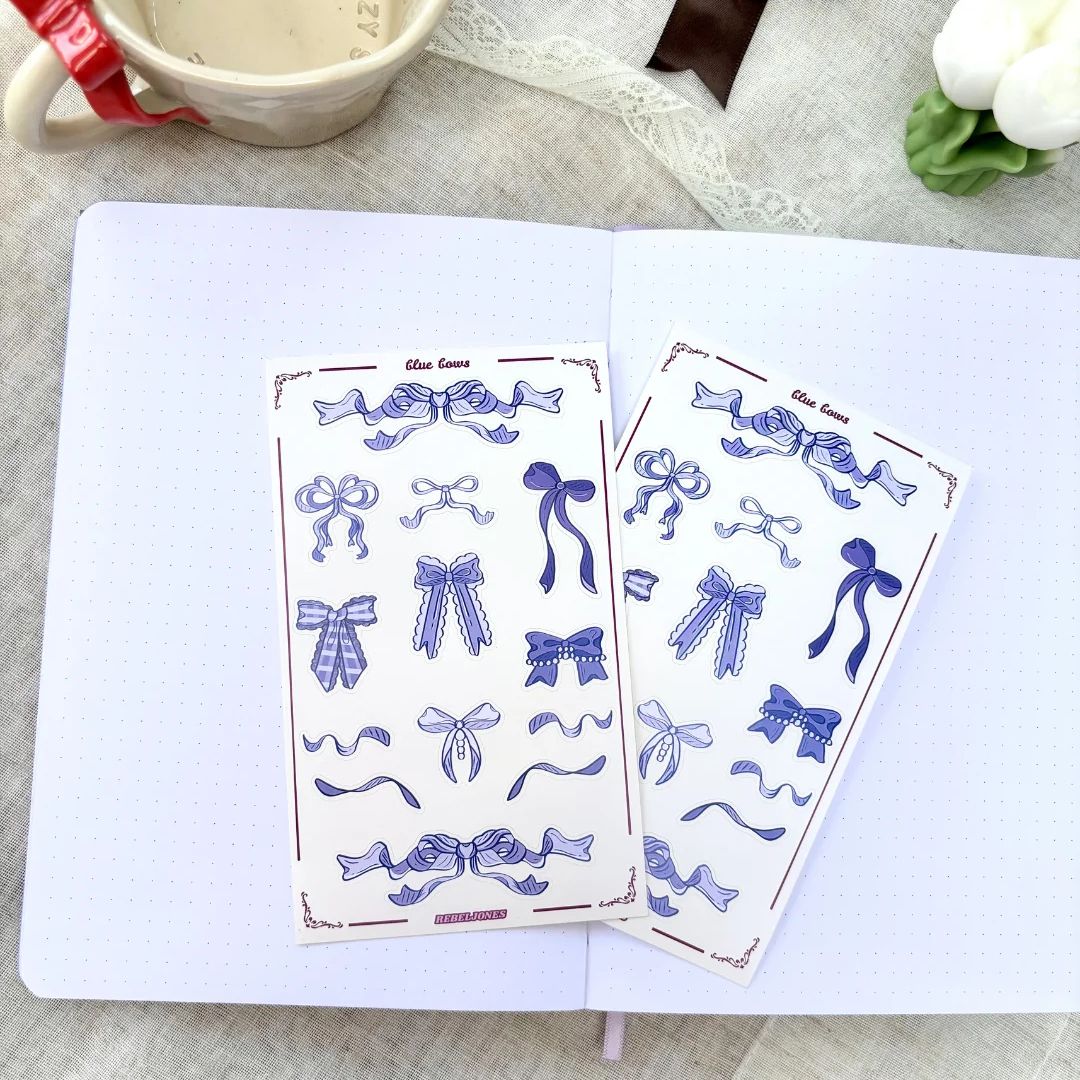 Blue Bows Sticker Sheet - Rebel Jones