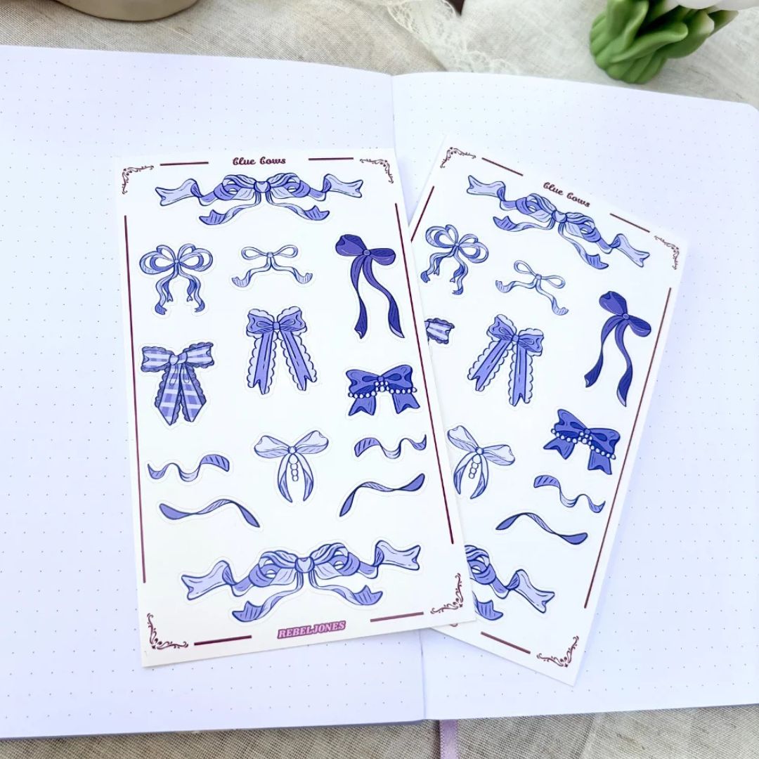 Blue Bows Sticker Sheet - Rebel Jones