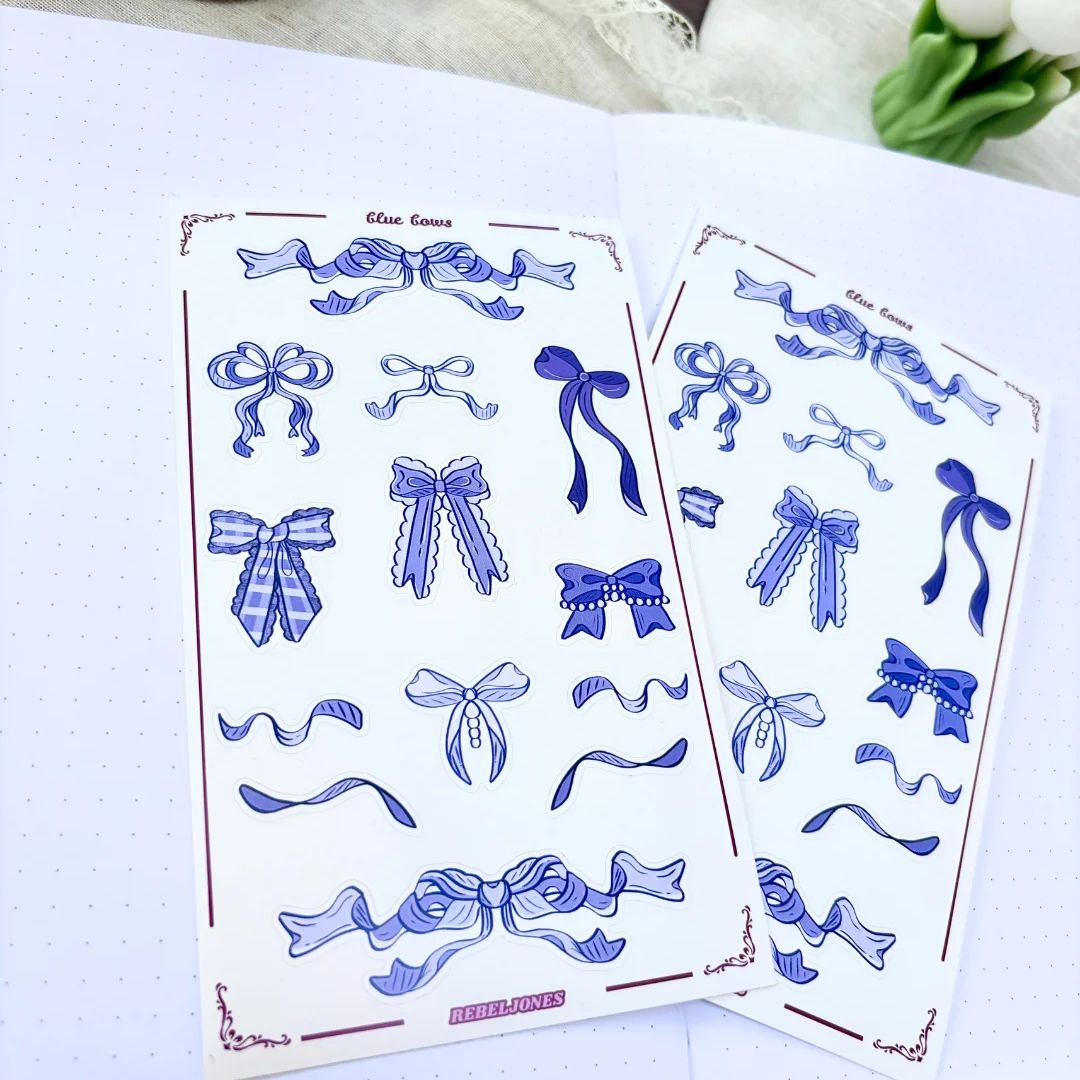 Blue Bows Sticker Sheet - Rebel Jones