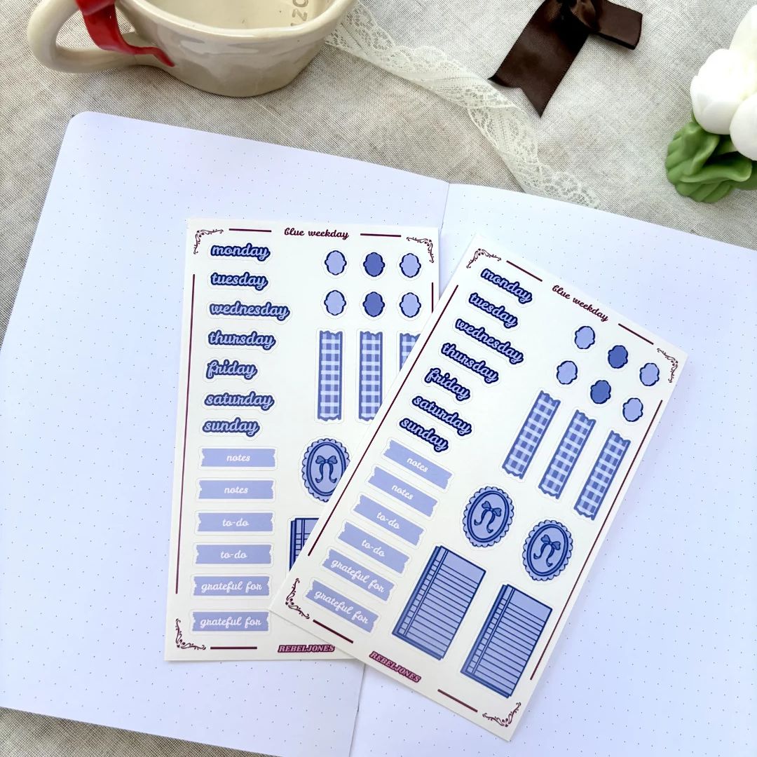 Blue Weekday Sticker Sheet - Rebel Jones