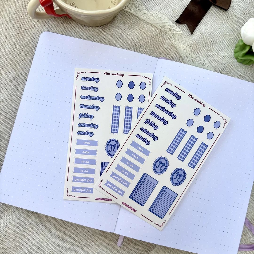 Blue Weekday Sticker Sheet - Rebel Jones