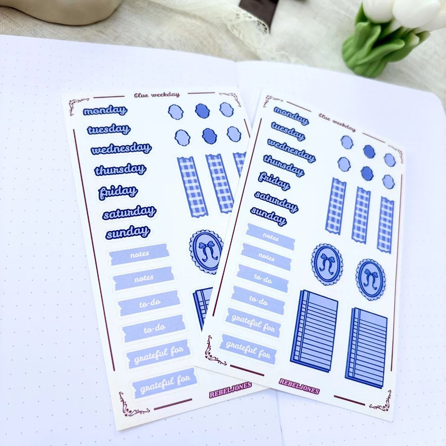 Blue Weekday Sticker Sheet - Rebel Jones