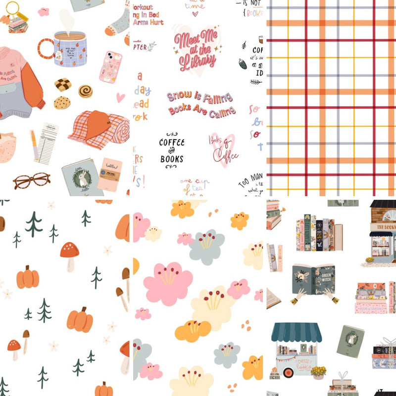Book Lover Digital Scrapbook Papers-Digital Downloads-Under the Rowan Trees-