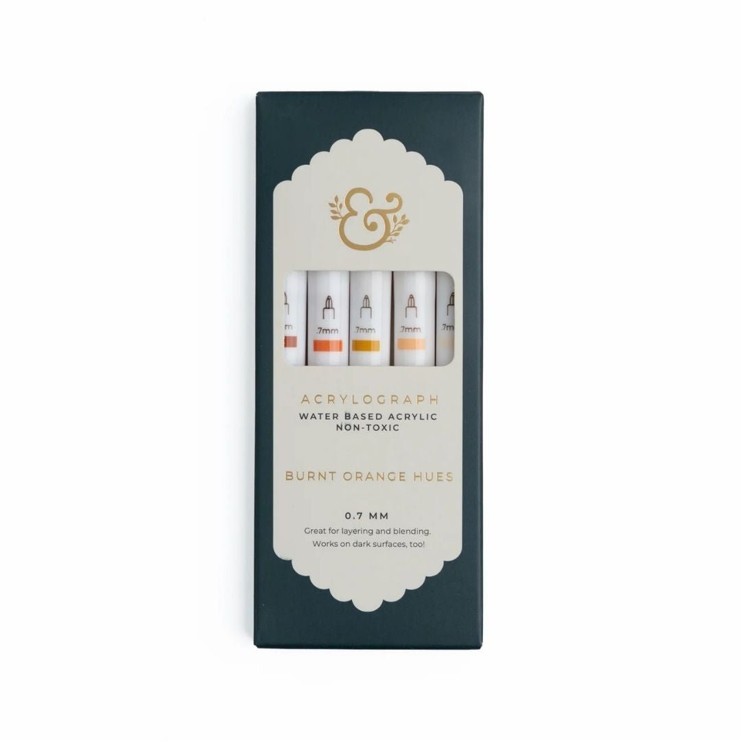 Burnt Orange Hues Acrylograph Pens - Set of 5 - Archer & Olive