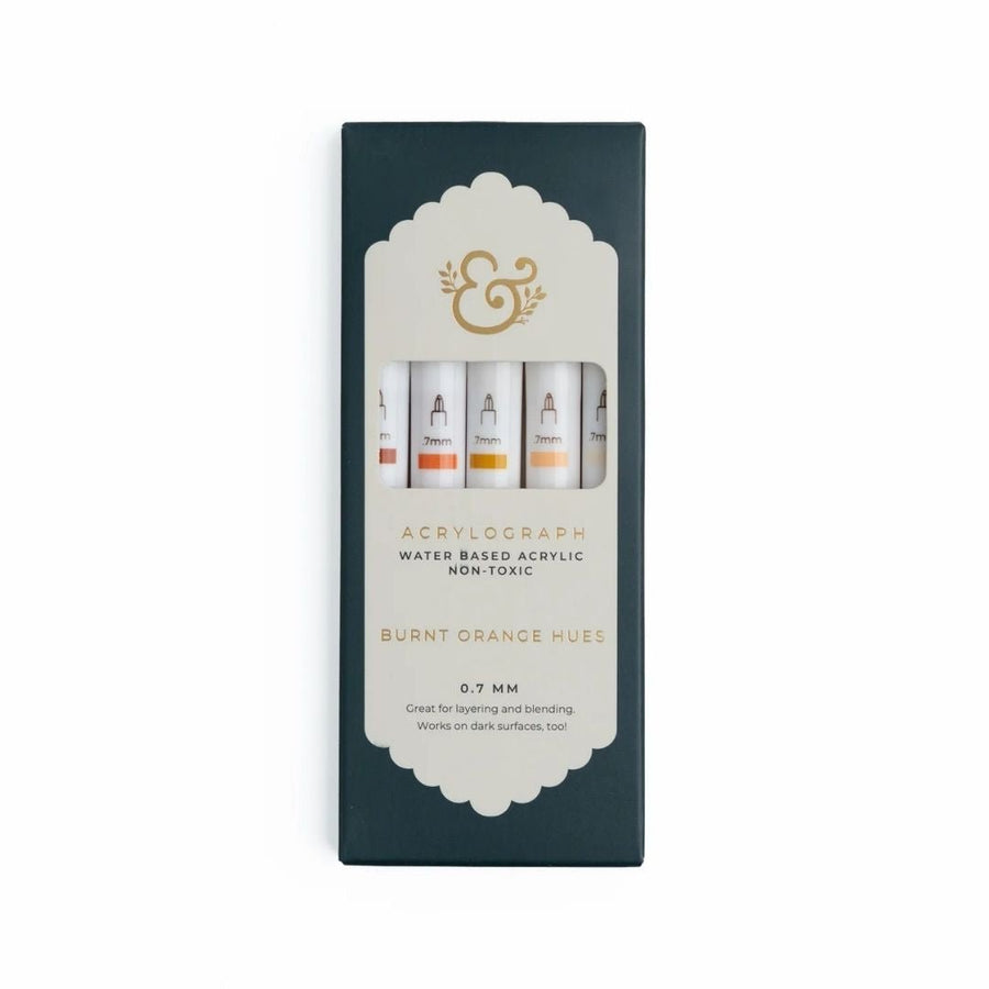 Burnt Orange Hues Acrylograph Pens - Set of 5 - Archer & Olive