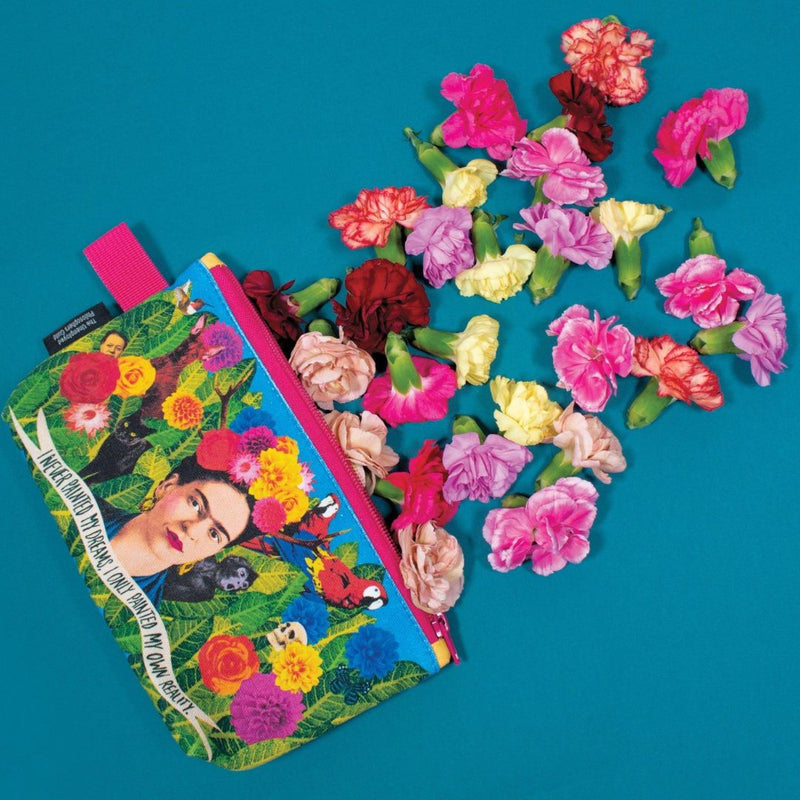 Canvas Pencil Case - The Unemployed Philosophers Guild-Frida Kahlo Lifestyle with flowers