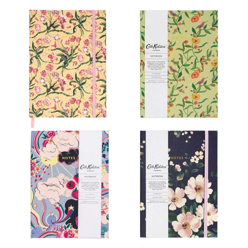 Cath Kidston Cloth Covered Lined Notebooks-Notebooks-Ohh Deer-Navy Floral
