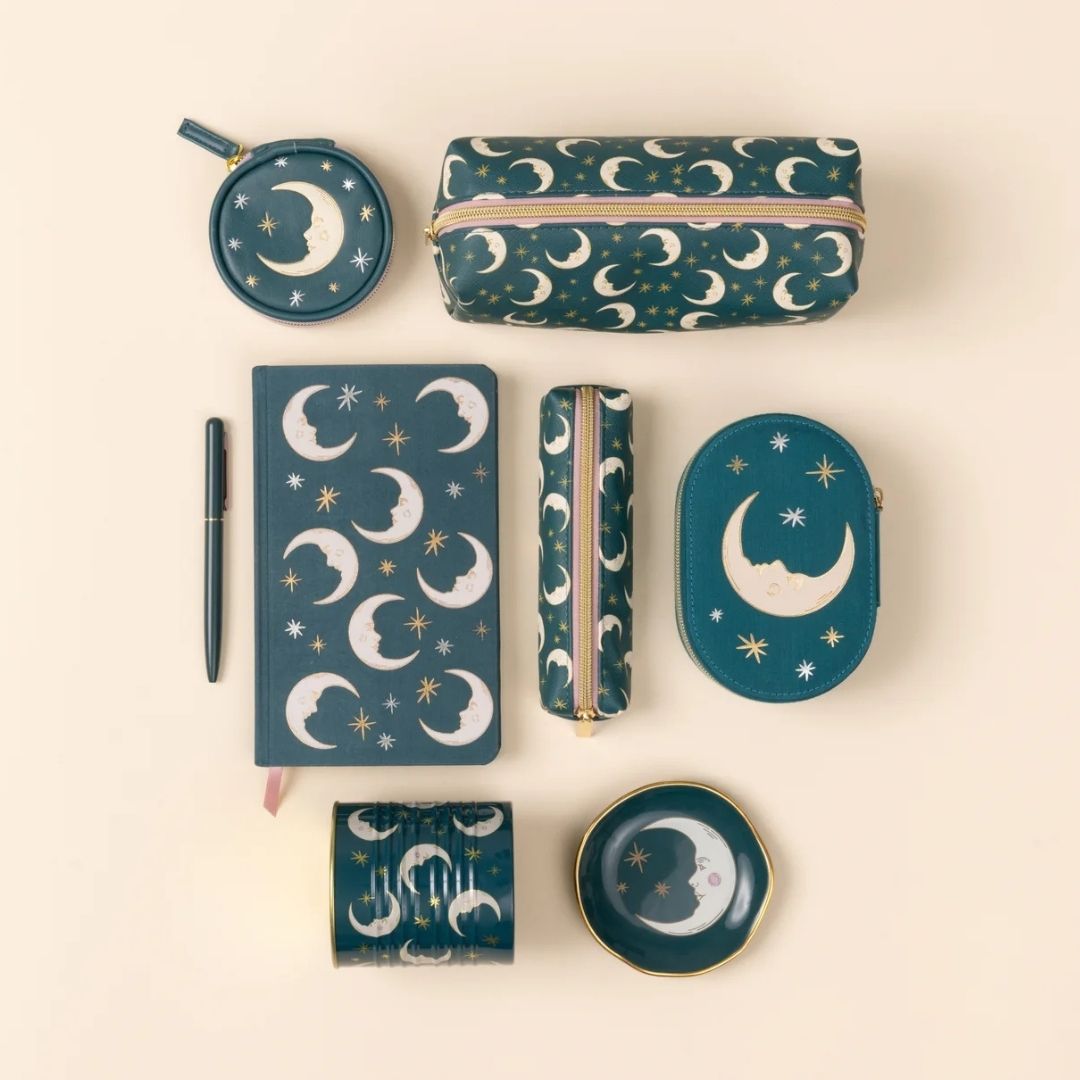 Celestial Bookcloth Journals - Teal Moon - Designworks Collective