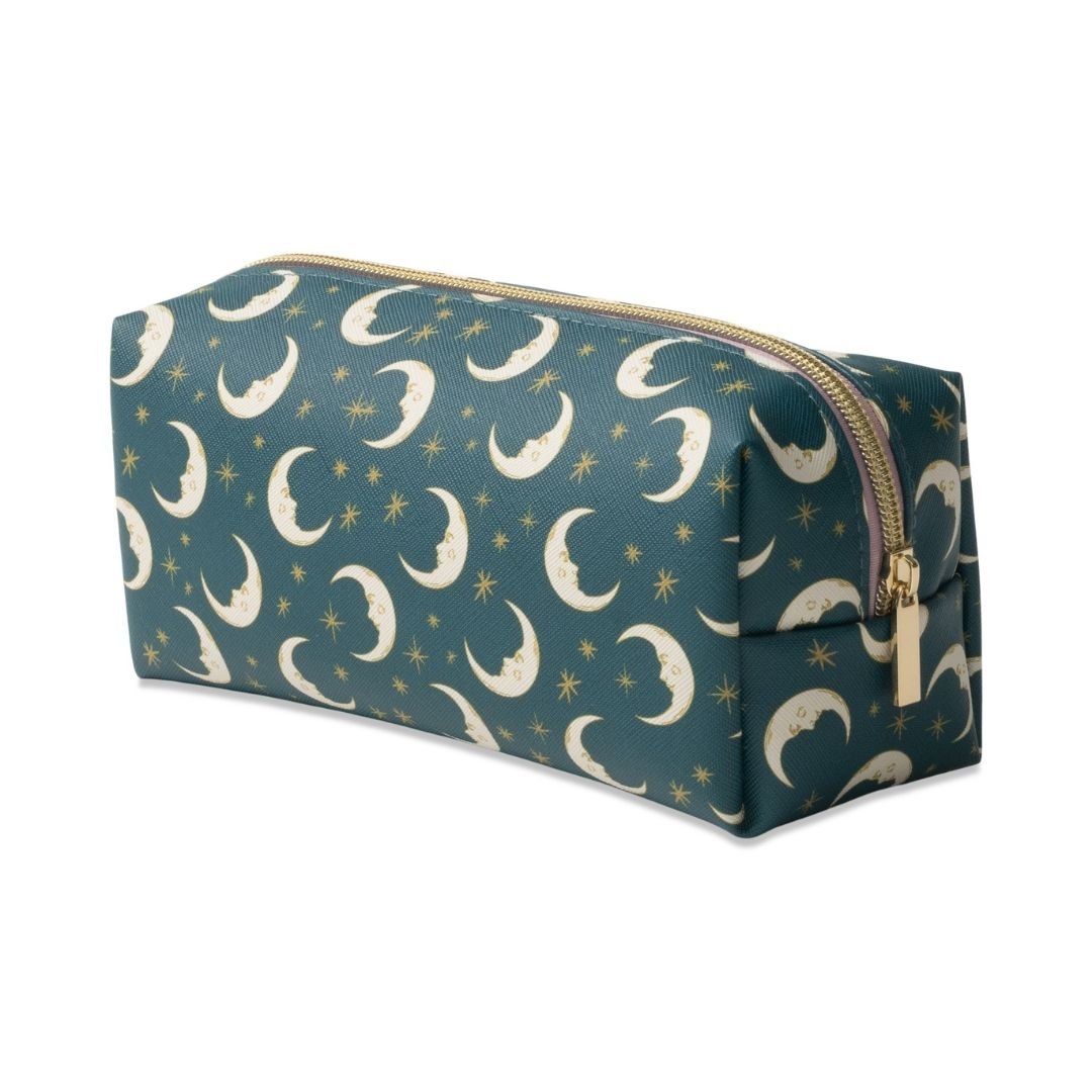 Celestial Pencil Pouch - Vegan Leather - Teal Moon - Designworks Collective