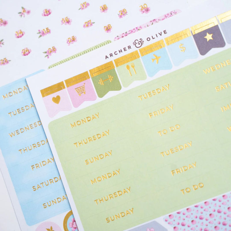 Cherry Blossom Themed Journal Kit-Days of the week stickers