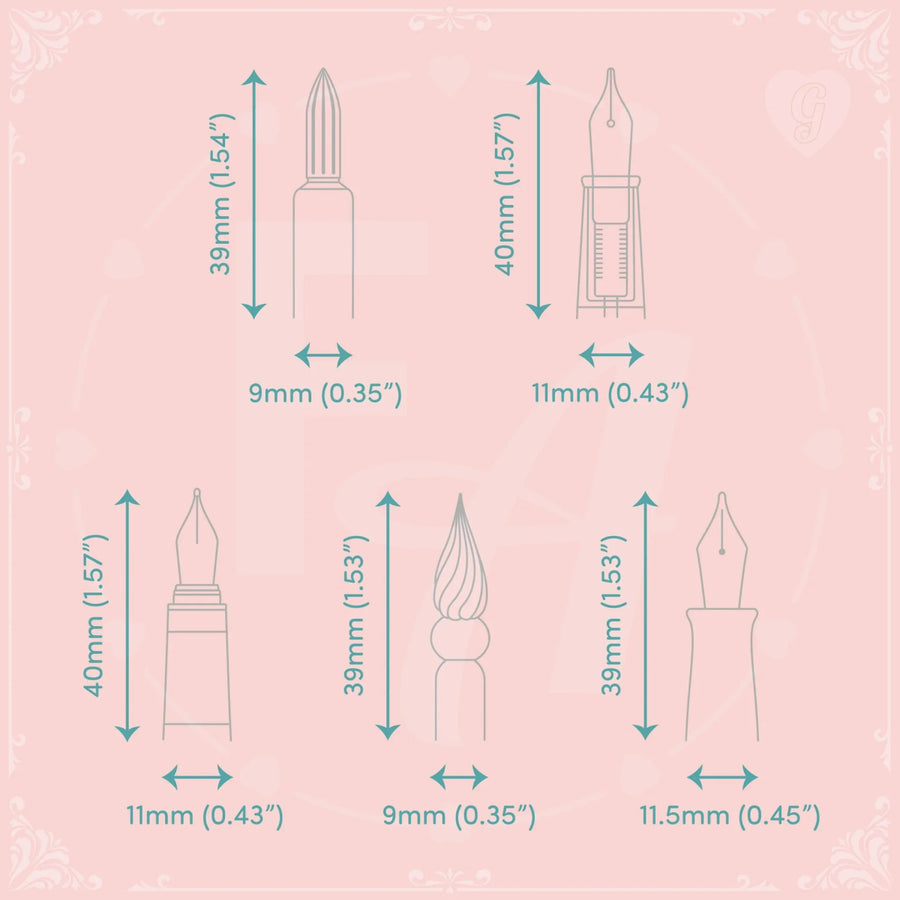 Clear Calligraphy Nib Stamps - Set G - Felicity's Attic