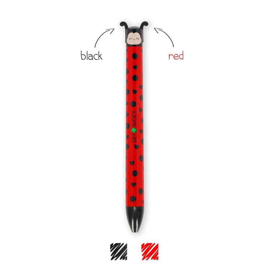 Click & Clack Legami Two Colour Ballpoint Pen - Lady Bug - Legami