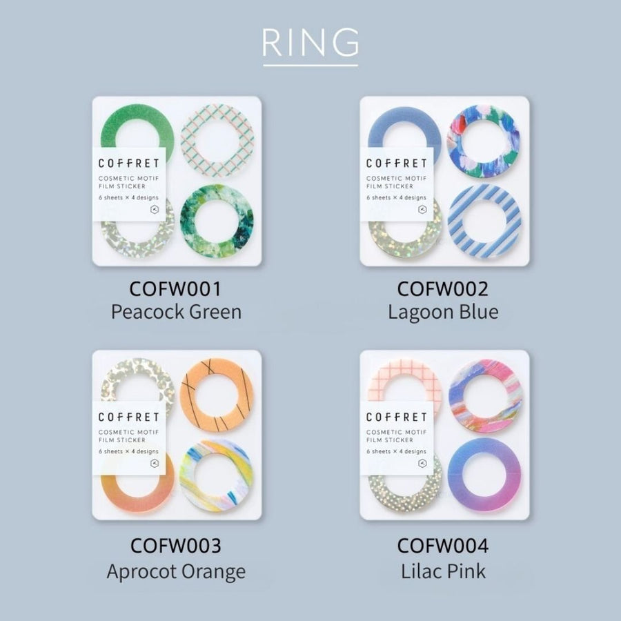 Coffret Ring Clear PET Planner Stickers - Peacock Green - King Jim
