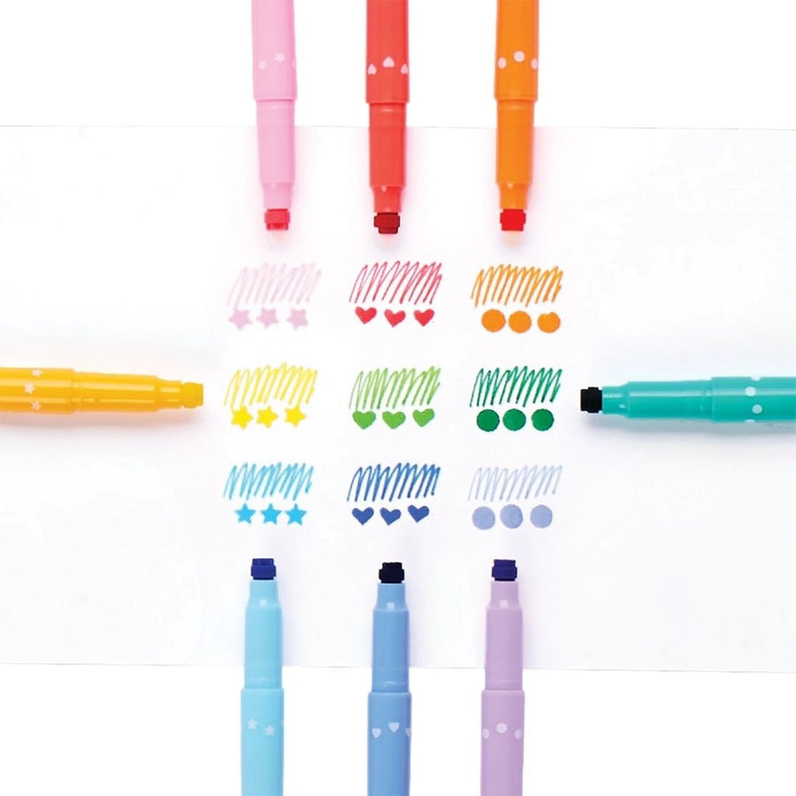 Confetti Stamp Double - Ended Markers - Set of 9 - Ooly