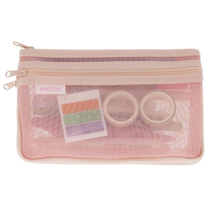 Match Mesh Pencil Case - Sun-Star-Pencil Cases-Sun-Star-Coral