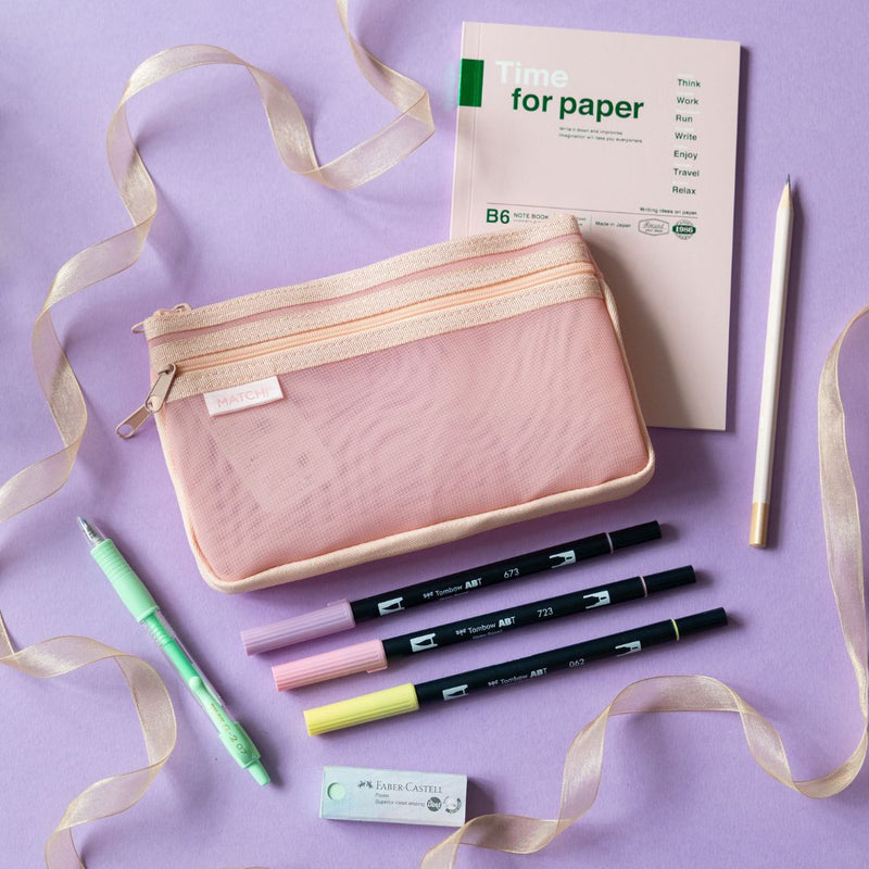 Match Mesh Pencil Case - Sun-Star-Pencil Cases-Sun-Star-Coral