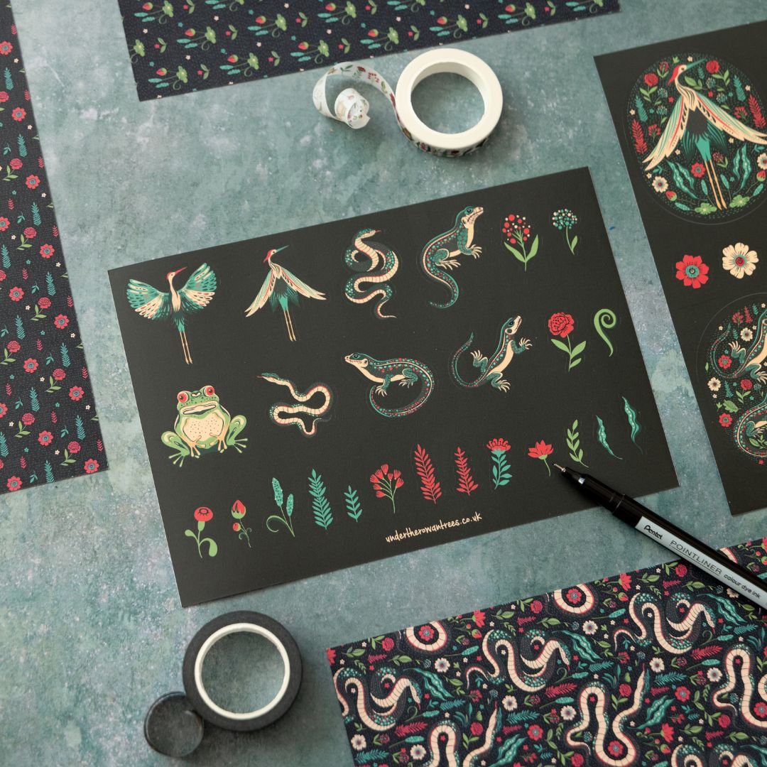 Dark Bloom Sticker Sheets - Under the Rowan Trees