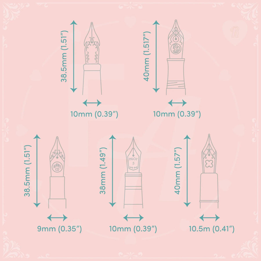 Detailed Fountain Pen Nib Stamps - Set R - Felicity's Attic