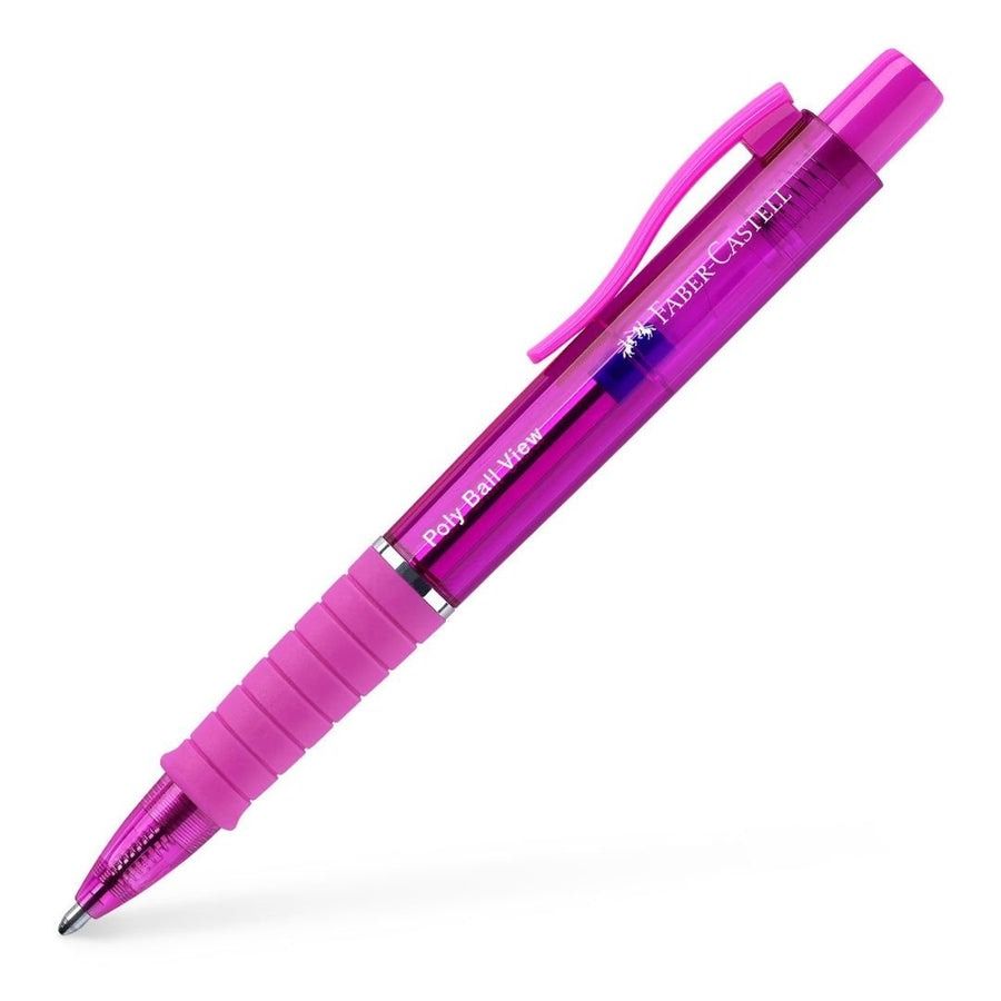 Electric Fuscia Poly Ball View Ballpoint Pen - Faber - Castell, Blue Ink - Faber - Castell