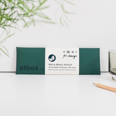 Emerald Green Recycled Leather Pen Pouch - Vent for Change
