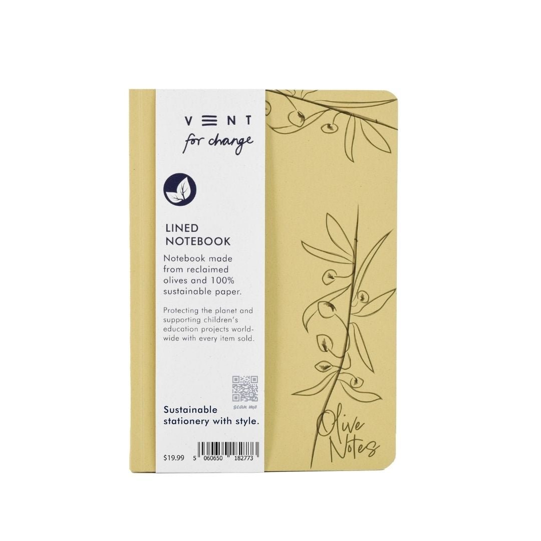 Enviro Notes A5 Lined Notebook - Olive - Vent for Change