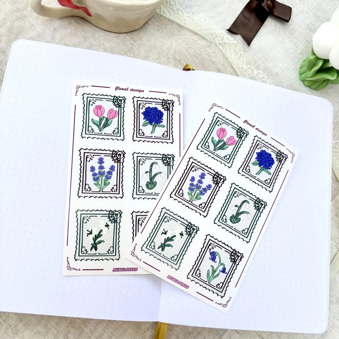 Floral Stamps Sticker Sheet - Rebel Jones