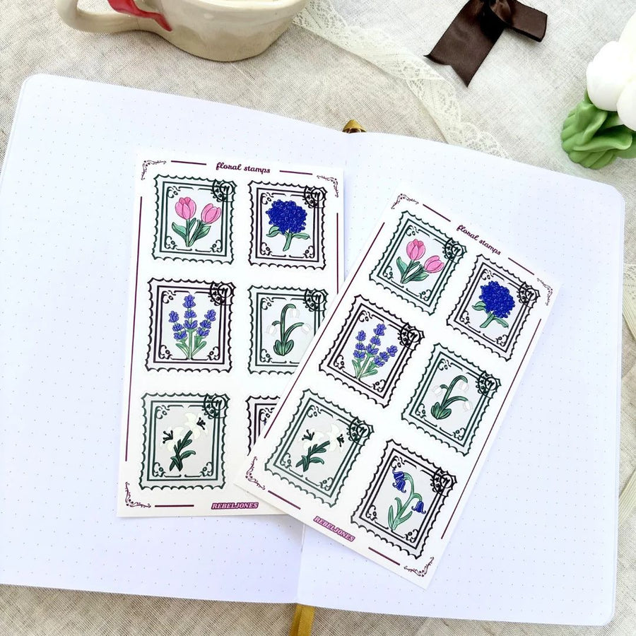Floral Stamps Sticker Sheet - Rebel Jones
