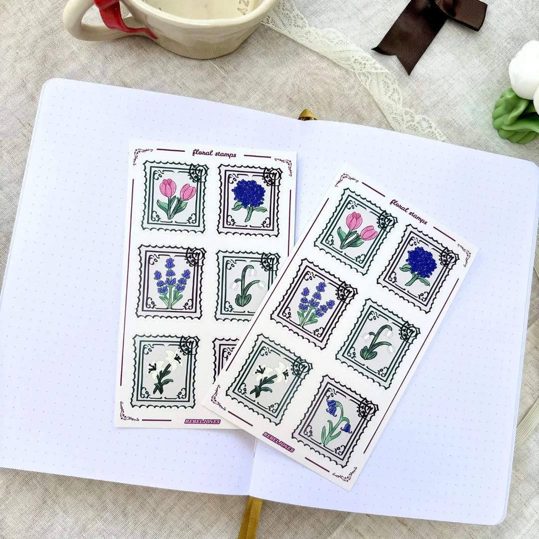 Floral Stamps Sticker Sheet - Rebel Jones