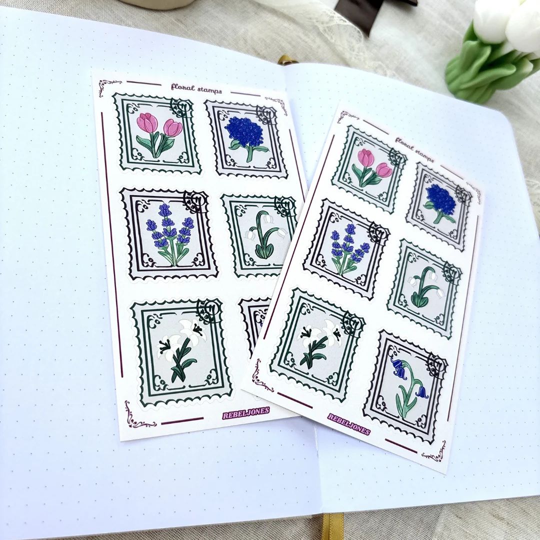Floral Stamps Sticker Sheet - Rebel Jones