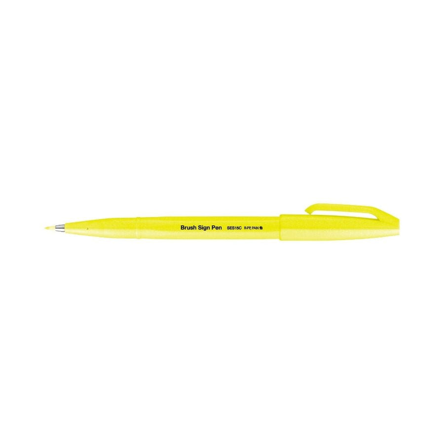 Fluorescent Yellow Pentel Brush Sign Pen - Pentel - Pens - Under the Rowan Trees