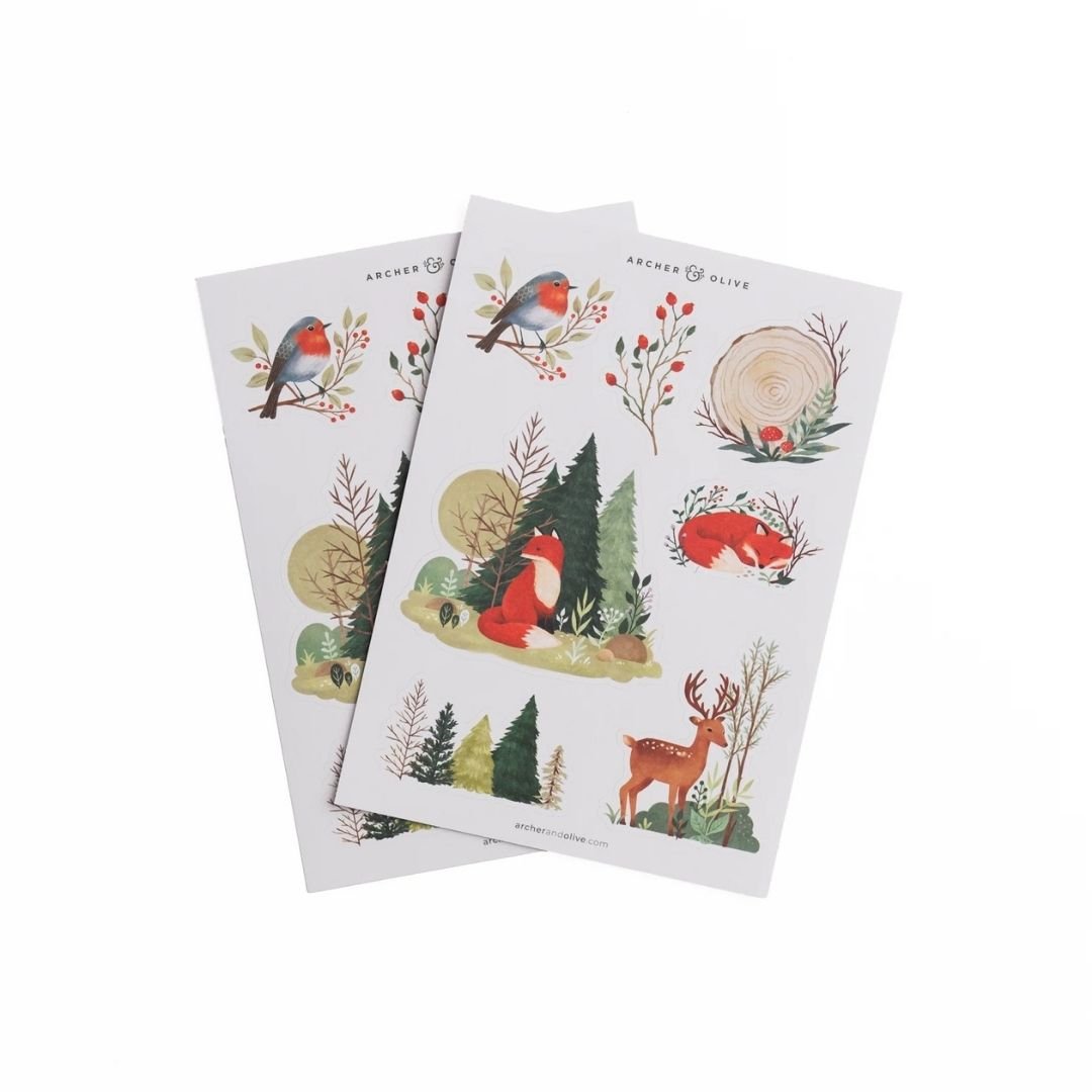 Fox in Winter Woods Sticker Set - Archer & Olive - Archer & Olive - Under the Rowan Trees