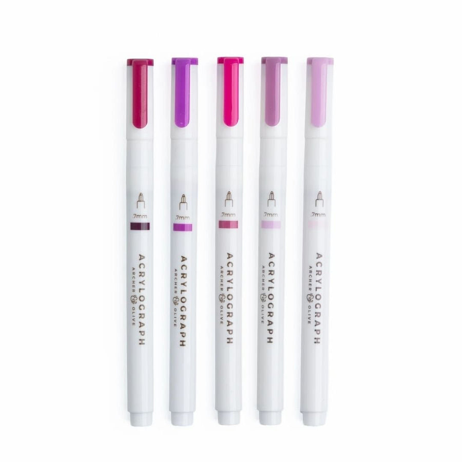 Fuchsia Hues Acrylograph Pens - Set of 5 - Archer & Olive