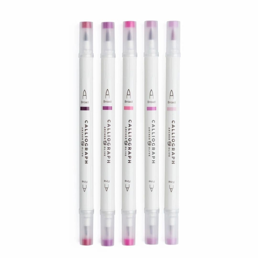 Fuchsia Hues Calliograph Pens - Set of 5 - Archer & Olive