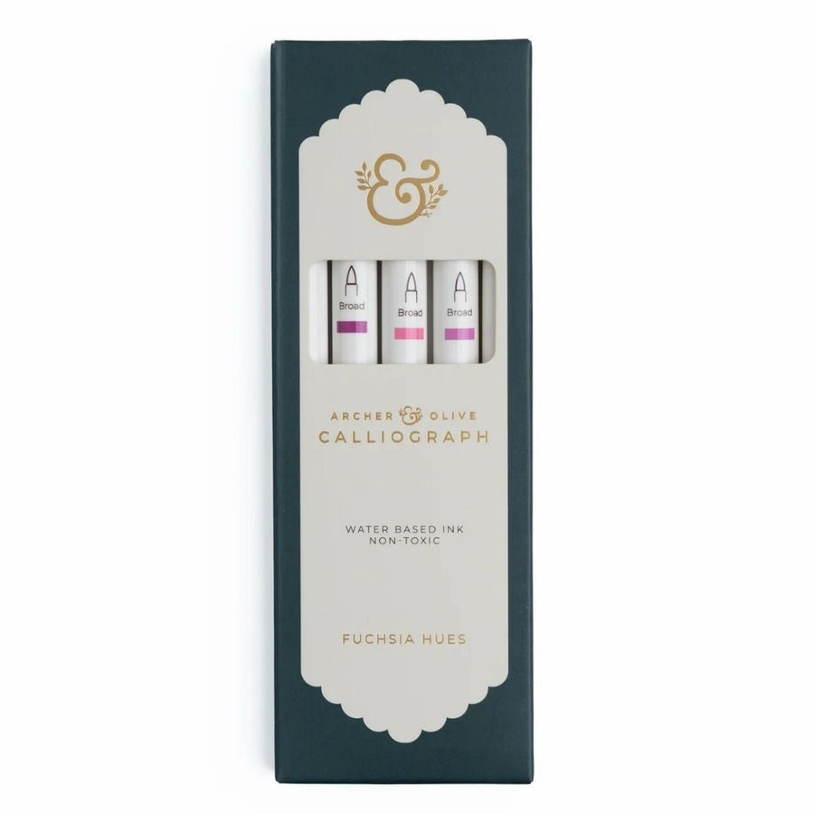 Fuchsia Hues Calliograph Pens - Set of 5 - Archer & Olive