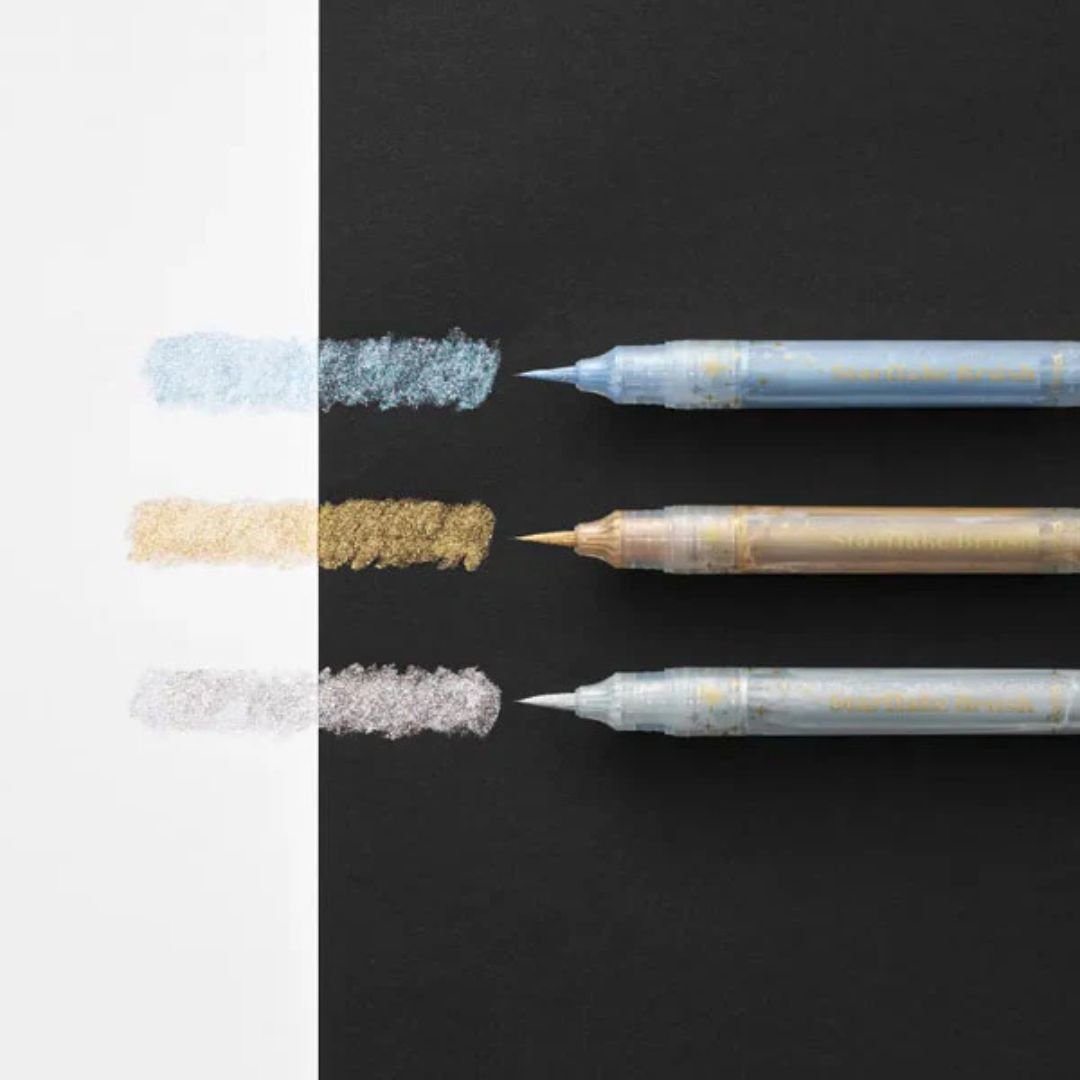 Glitter Starflake Brush Pen - Pentel - Gold - Pentel