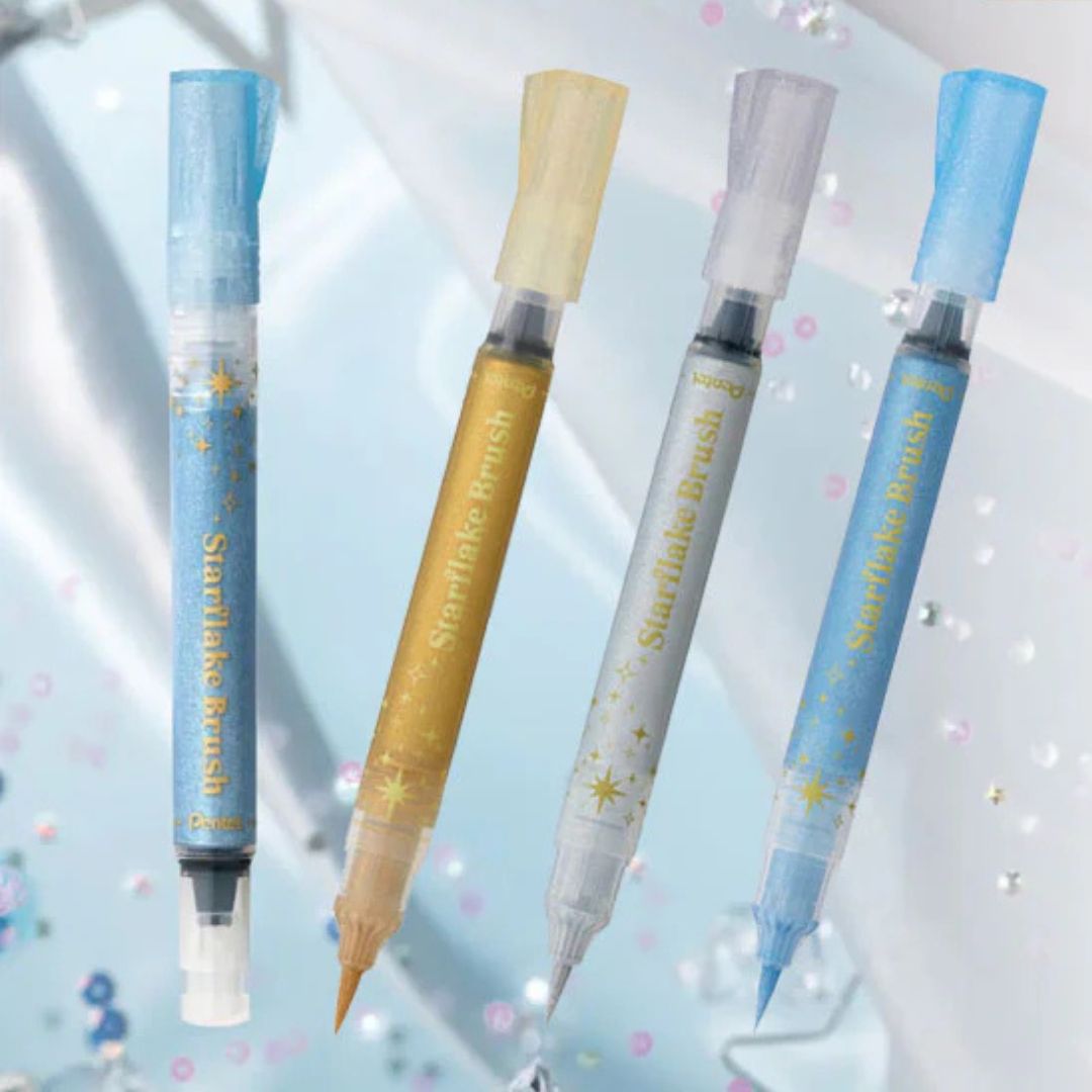 Glitter Starflake Brush Pen - Pentel - Gold - Pentel