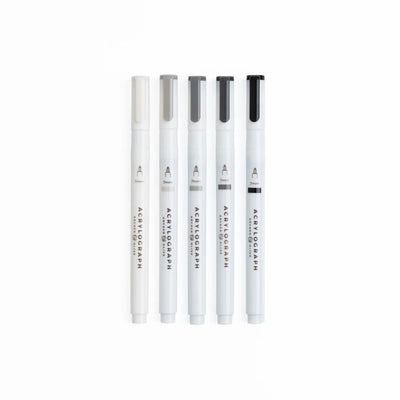 Greyscale Acrylograph Pens - Set of 5 - Archer & Olive