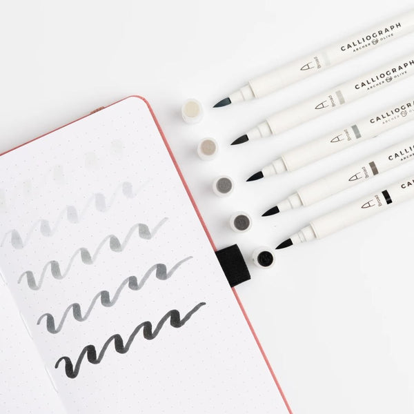 Greyscale Calliograph Pens - Set of 5 - Archer & Olive