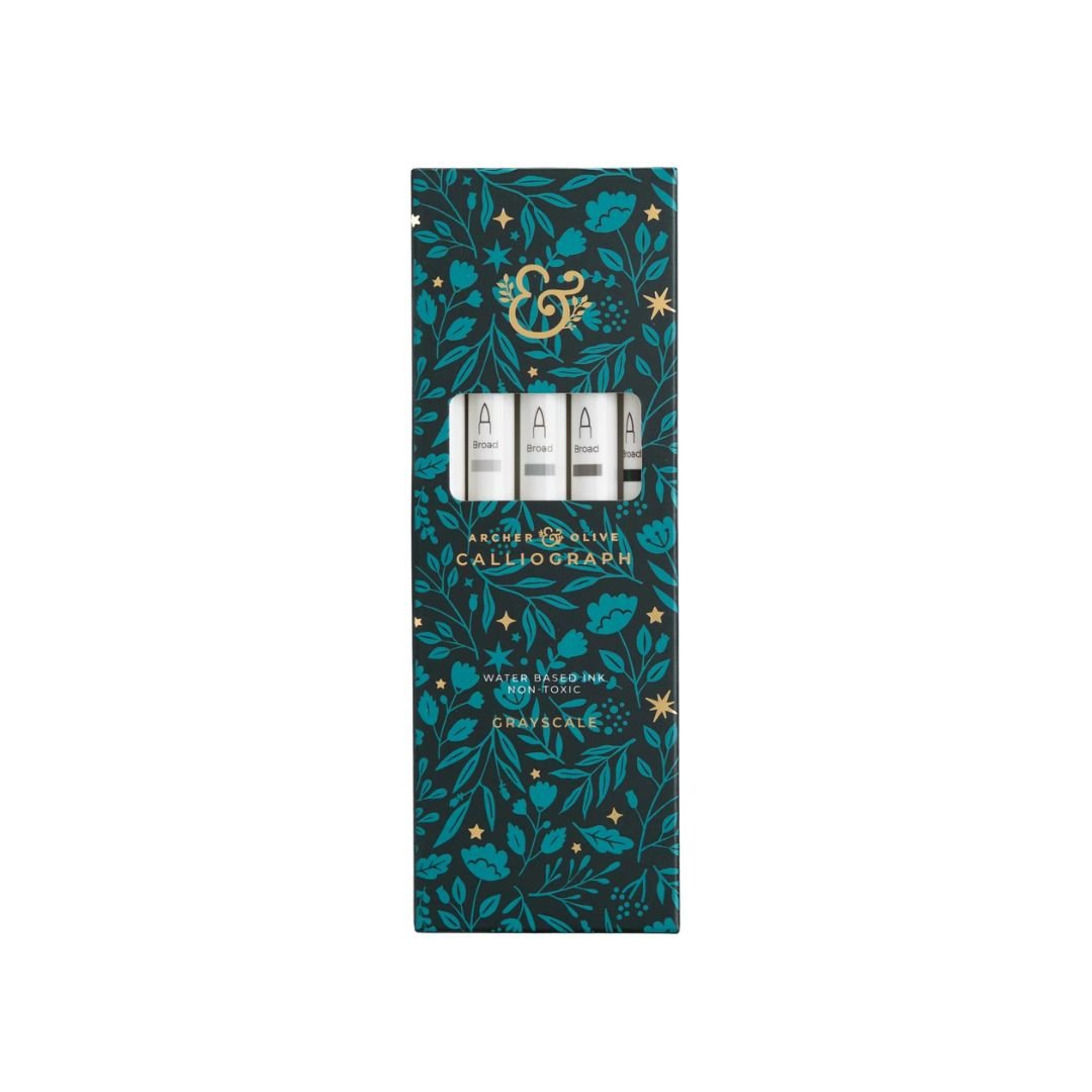 Greyscale Calliograph Pens - Set of 5 - Archer & Olive