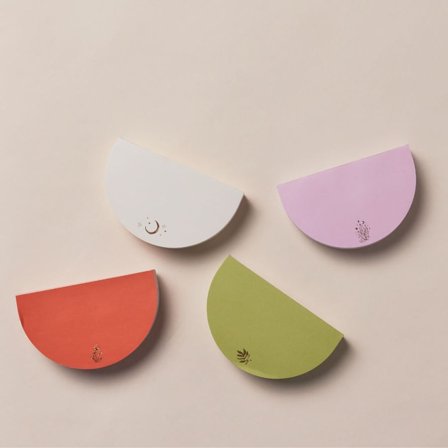 Half Moon Notepad With Gold Foil Details-Notepads-Designworks Collective-White