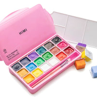 Himi Jelly Cup Gouache 18 Basic Colours Paints Set - Pink - Himi