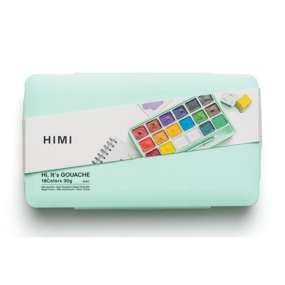 Himi Jelly Cup Gouache 18 Basic Colours Paints Set - Yellow - Himi