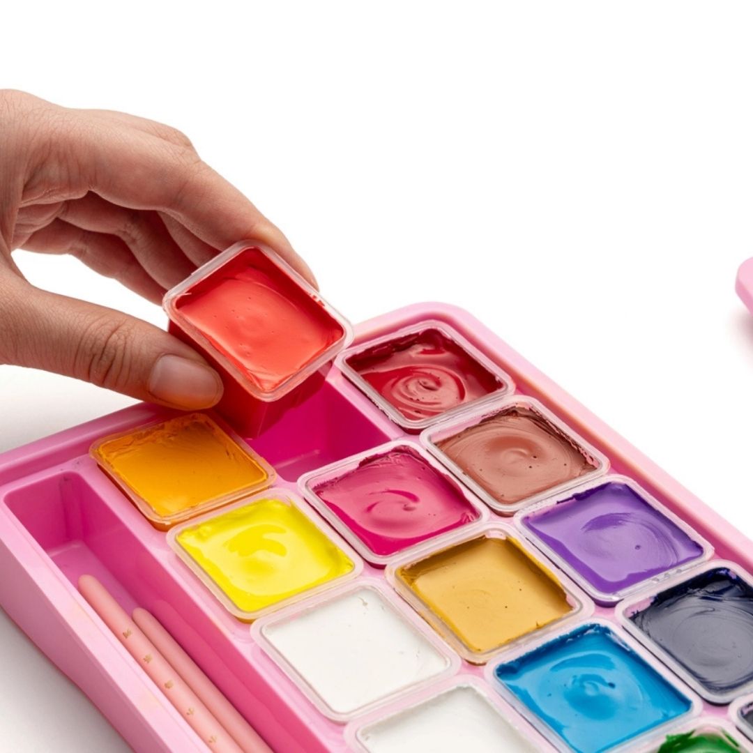 Himi Jelly Cup Gouache 18 Basic Colours Paints Set - Yellow - Himi