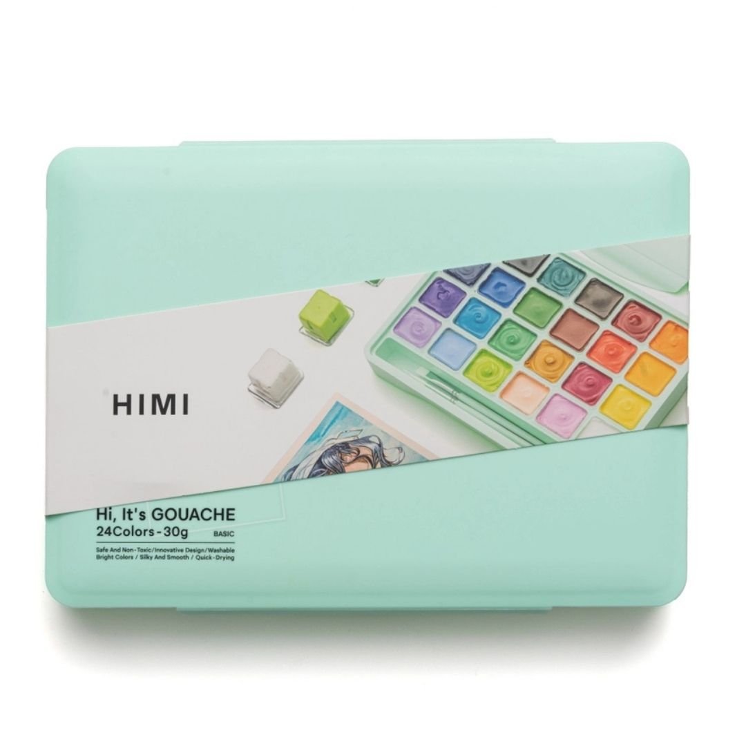 Himi Jelly Cup Gouache 24 Basic Colours Paints Set - Blue - Himi