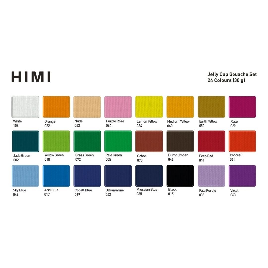 Himi Jelly Cup Gouache 24 Basic Colours Paints Set - Pink - Himi