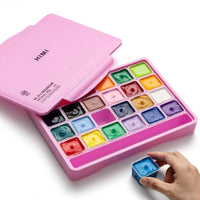 Himi Jelly Cup Gouache 24 Basic Colours Paints Set - Pink - Himi