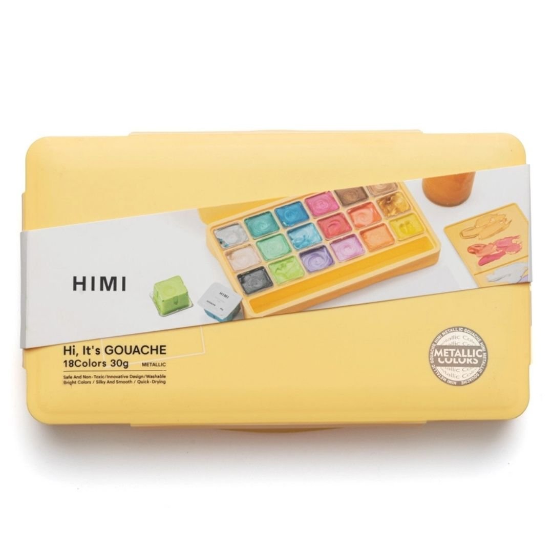 Himi Metallic Jelly Cup Gouache 18 Paints Set - Himi