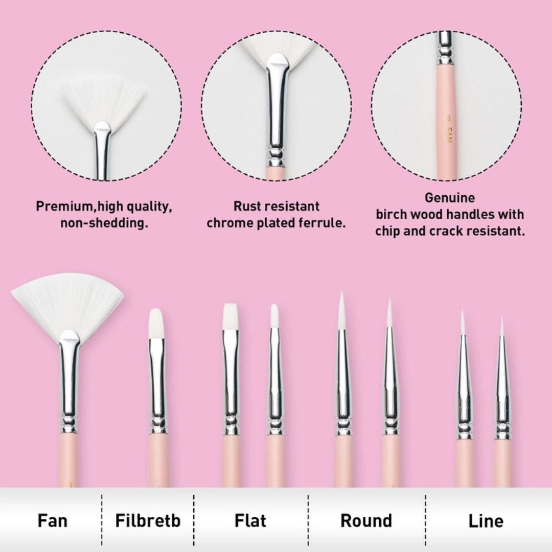 Himi Paintbrush Set of 8 - Light Pink - Himi