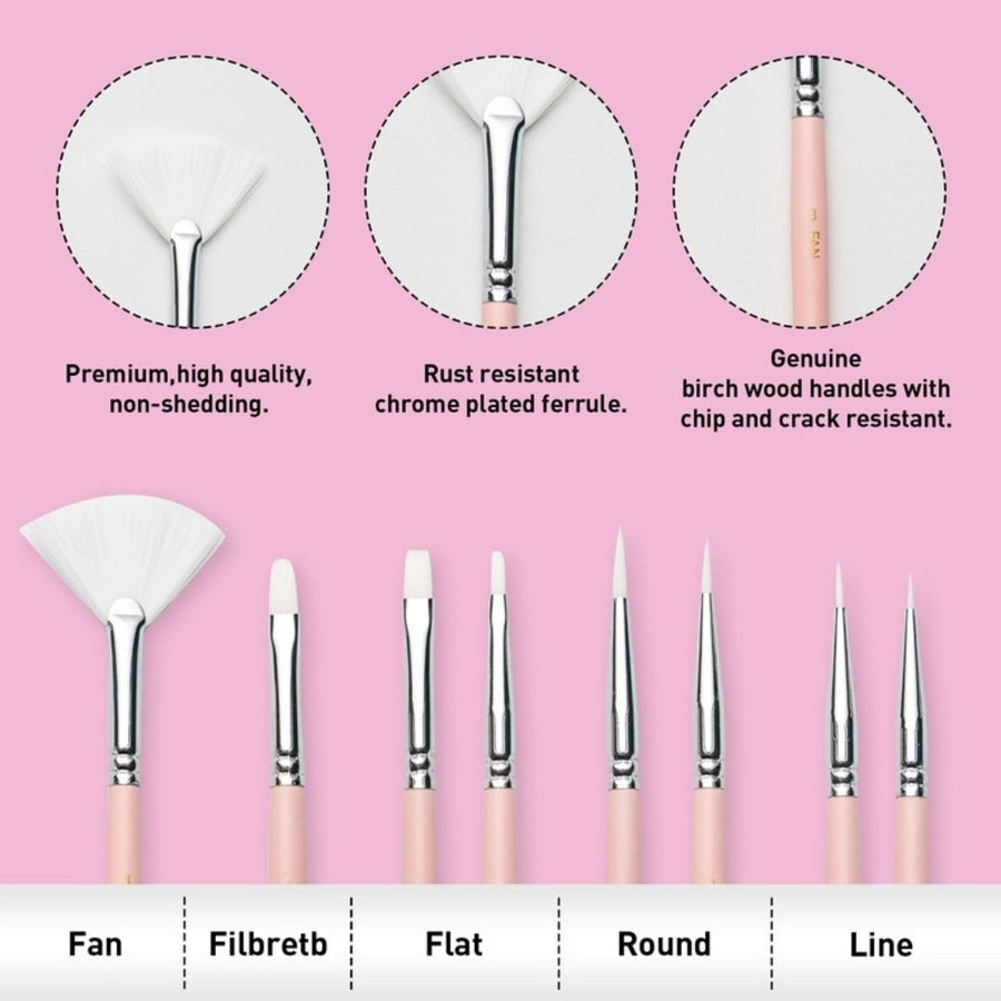 Himi Paintbrush Set of 8 - Light Pink - Himi