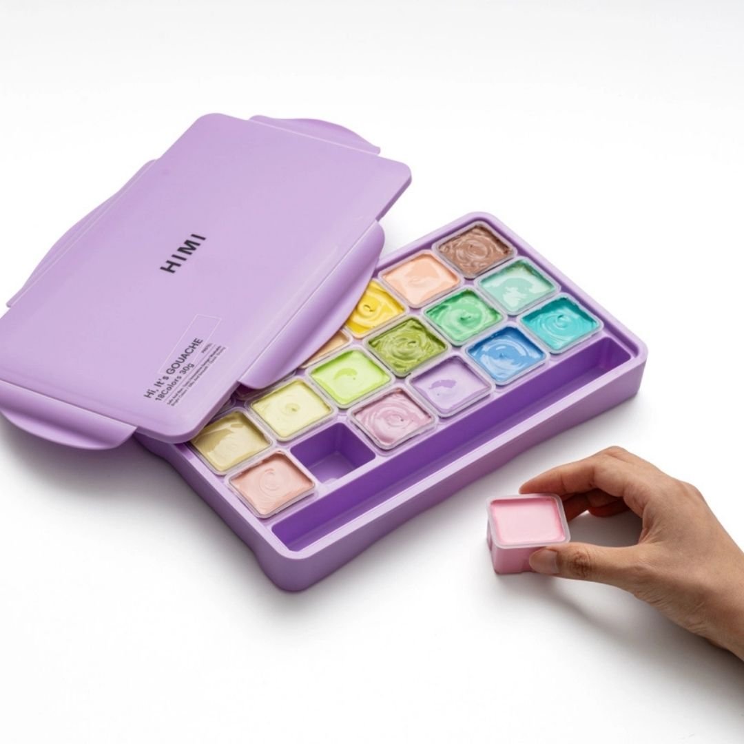 Himi Pastel Jelly Cup Gouache 18 Paints Set - Himi